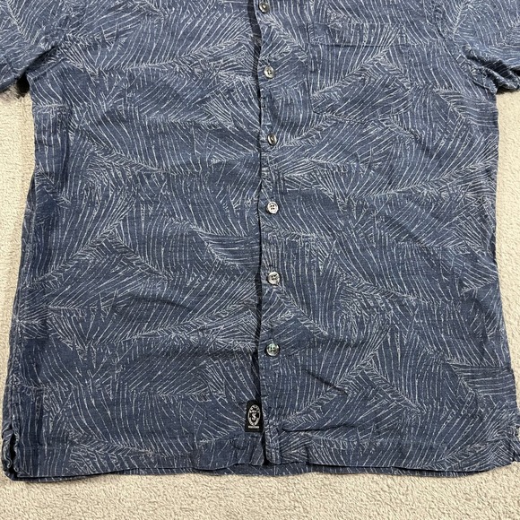 Todd Snyder Shirt Mens Medium Linen Camp Loop Collar Short Sleeve Button Up Blue - Picture 2 of 12